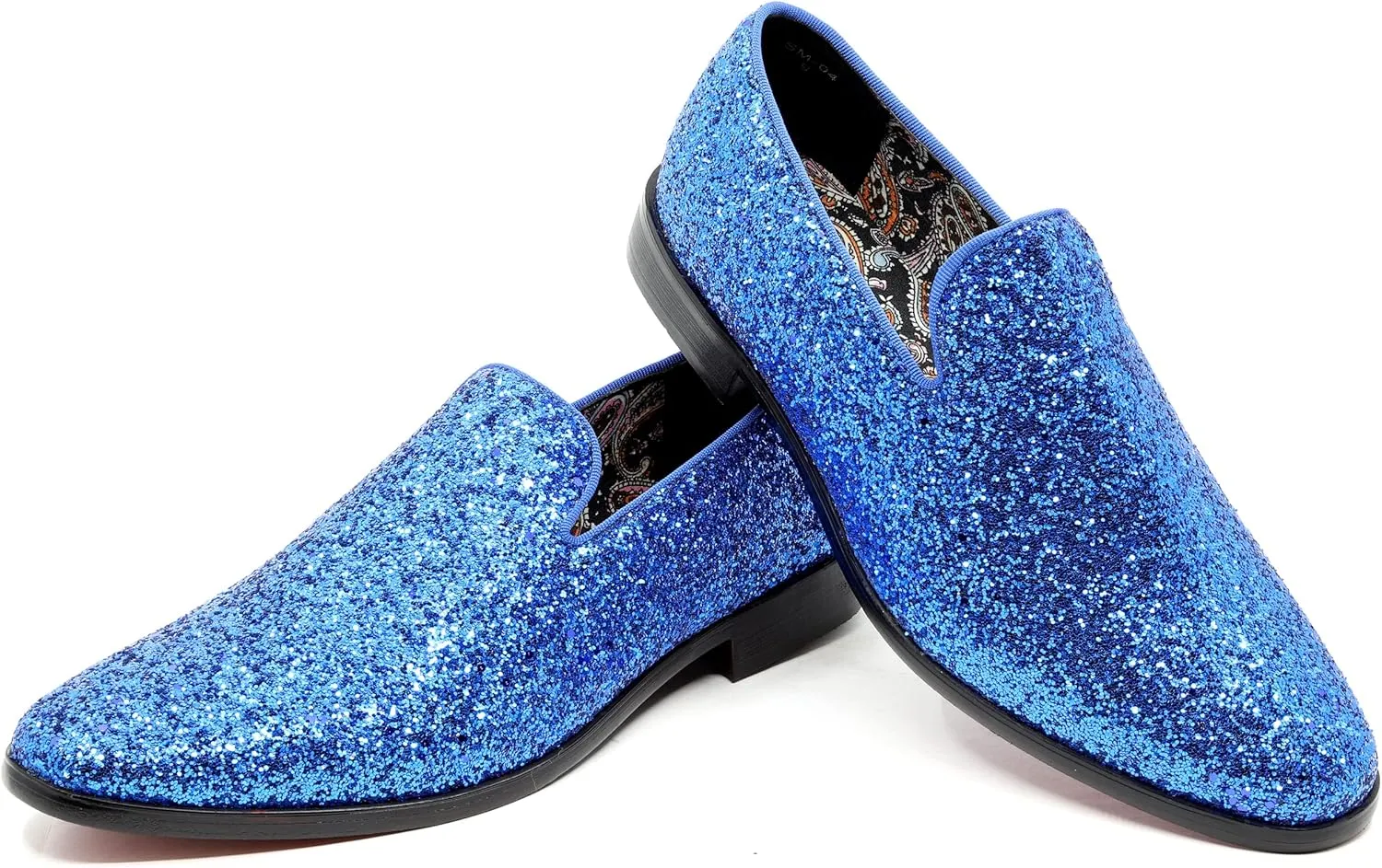 Men's Fashion Smoking Sparkly Glitter Sequin Dress Tuxedo Loafers Slip On Shoes SM-04