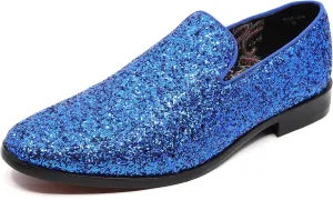 Men's Fashion Smoking Sparkly Glitter Sequin Dress Tuxedo Loafers Slip On Shoes SM-04