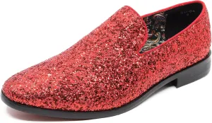 Men's Fashion Smoking Sparkly Glitter Sequin Dress Tuxedo Loafers Slip On Shoes SM-04
