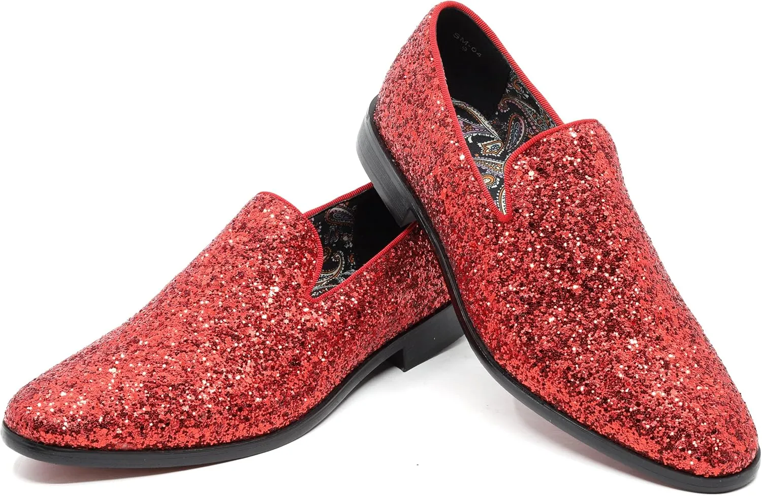 Men's Fashion Smoking Sparkly Glitter Sequin Dress Tuxedo Loafers Slip On Shoes SM-04