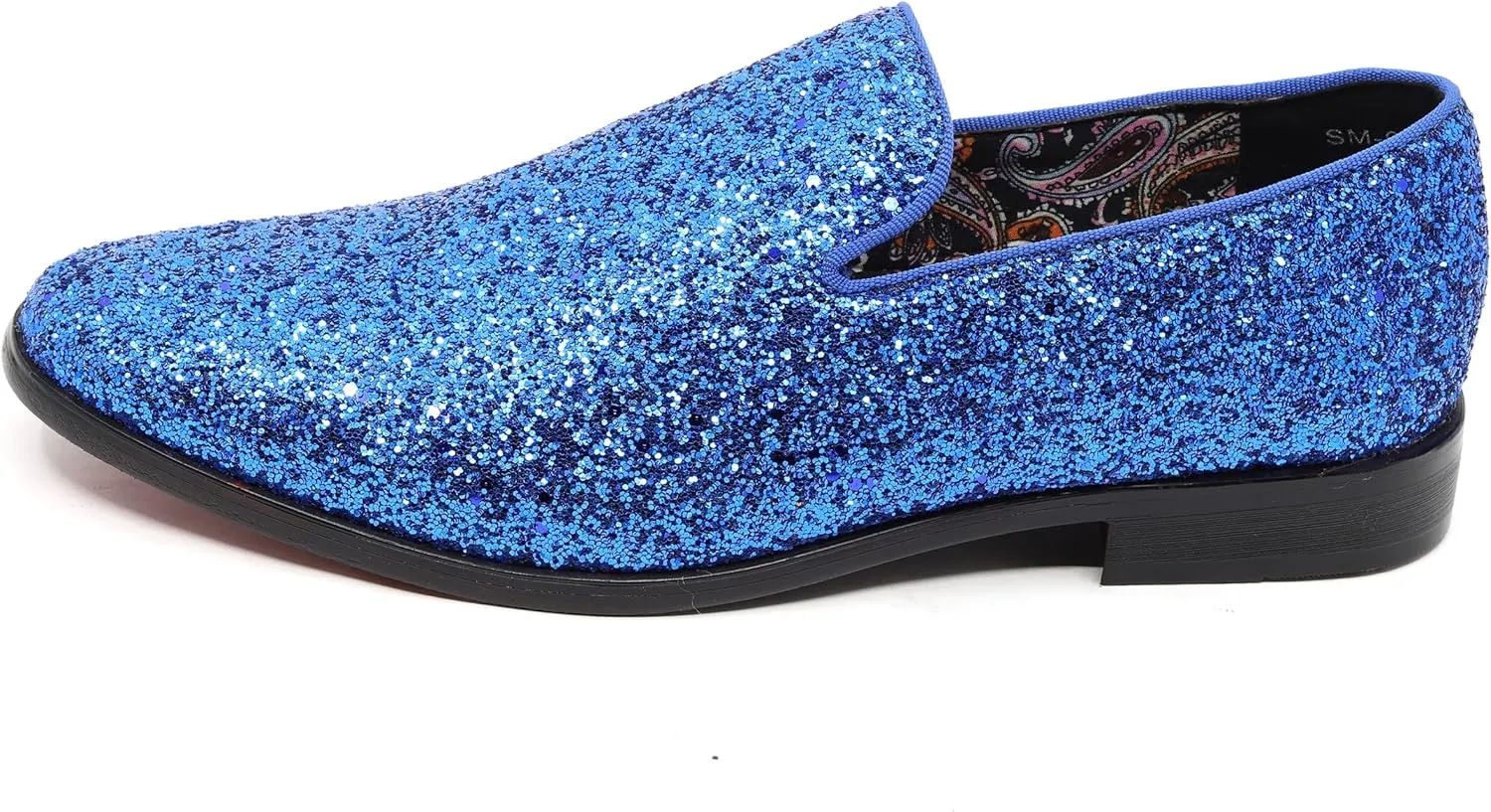 Men's Fashion Smoking Sparkly Glitter Sequin Dress Tuxedo Loafers Slip On Shoes SM-04