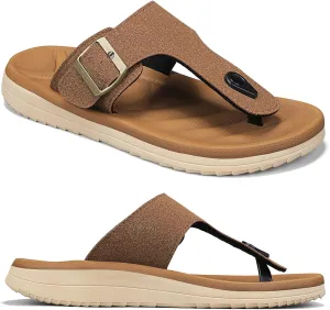 Mens Flip Flops Arch Support Sandals with Adjustable Buckle Straps Thick Athletic Cushion Sport Slides for Man Non-Slip Mens Beach Slipper Lightweight & Soft Comfort Fit