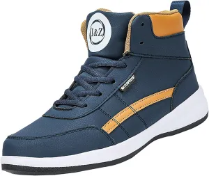 Mens High Top Sneakers Lace-up Casual Breathable Soft Walking Running Shoes Comfortable Tennis Shoes Flat Bottom Non Slip Mens Shoe for Summer Spring