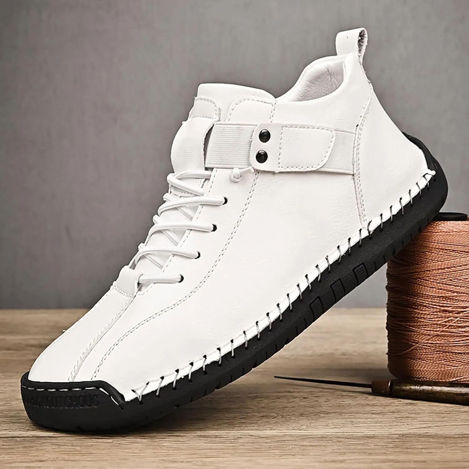 Mens High Top Sneakers Solid Color Lace-up Casual Breathable Soft Walking Running Shoes Comfortable Tennis Shoes Flat Bottom Non Slip Summer Spring Mens Shoe