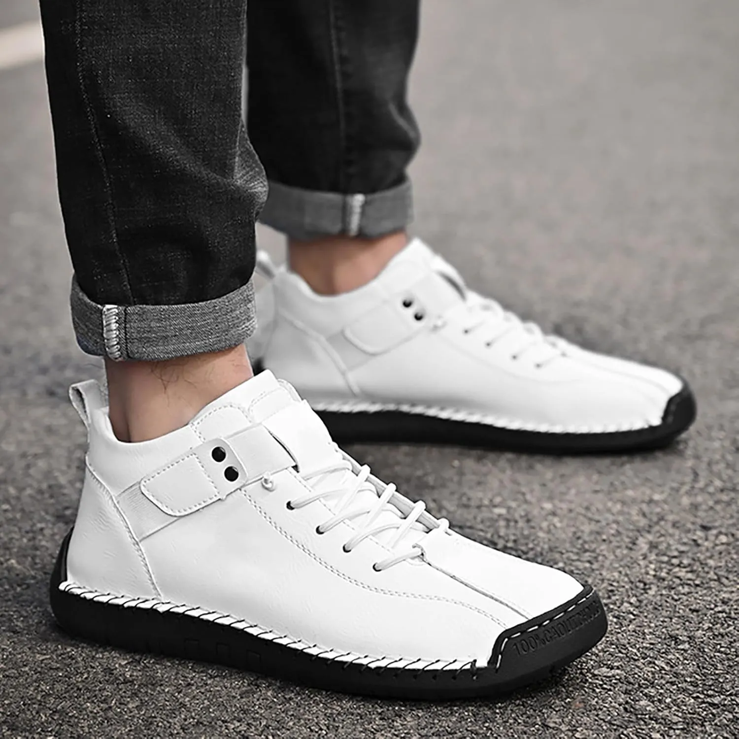 Mens High Top Sneakers Solid Color Lace-up Casual Breathable Soft Walking Running Shoes Comfortable Tennis Shoes Flat Bottom Non Slip Summer Spring Mens Shoe