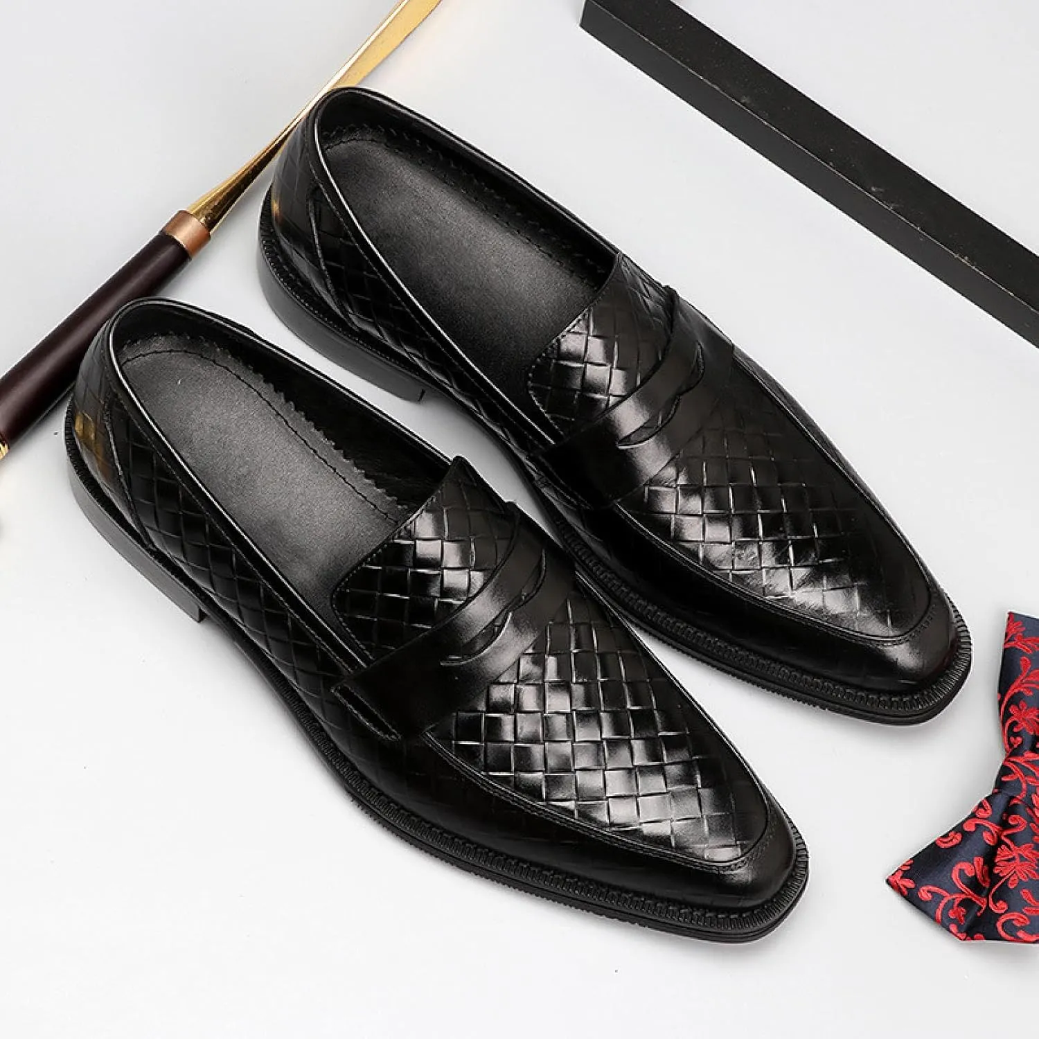 Men's Leather Driving Slip-on Dress Loafers Luxury Crocodile Print Soft Sole Business Oxford Shoes Classic Wedding Dress Shoes