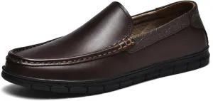Men's Leather Slip-On Loafers Comfortable Non Slip Leather Shoes for Business Attire Lightweight Classic Fashion Breathable Driving Loafers