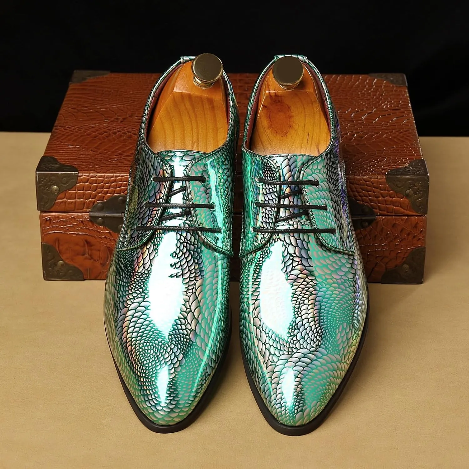 Men's Loafers Dress Shoes Patent Leather Glitter Prom Tuxedo Slip-on Suit Shoes