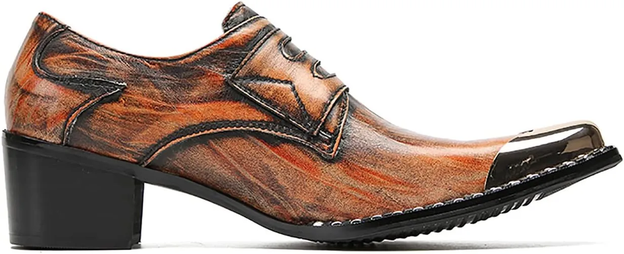 Mens Loafers Slip On Dress Party Casual Leather Metal Square Toe Heel Cowboy Shoes Fashion Buttons Handmade Western Shoes for Men