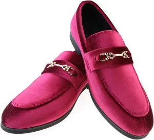 Mens Luxury Velvet Penny Dress Shoes Slip-on Loafers Smoking Casual Shoe Red