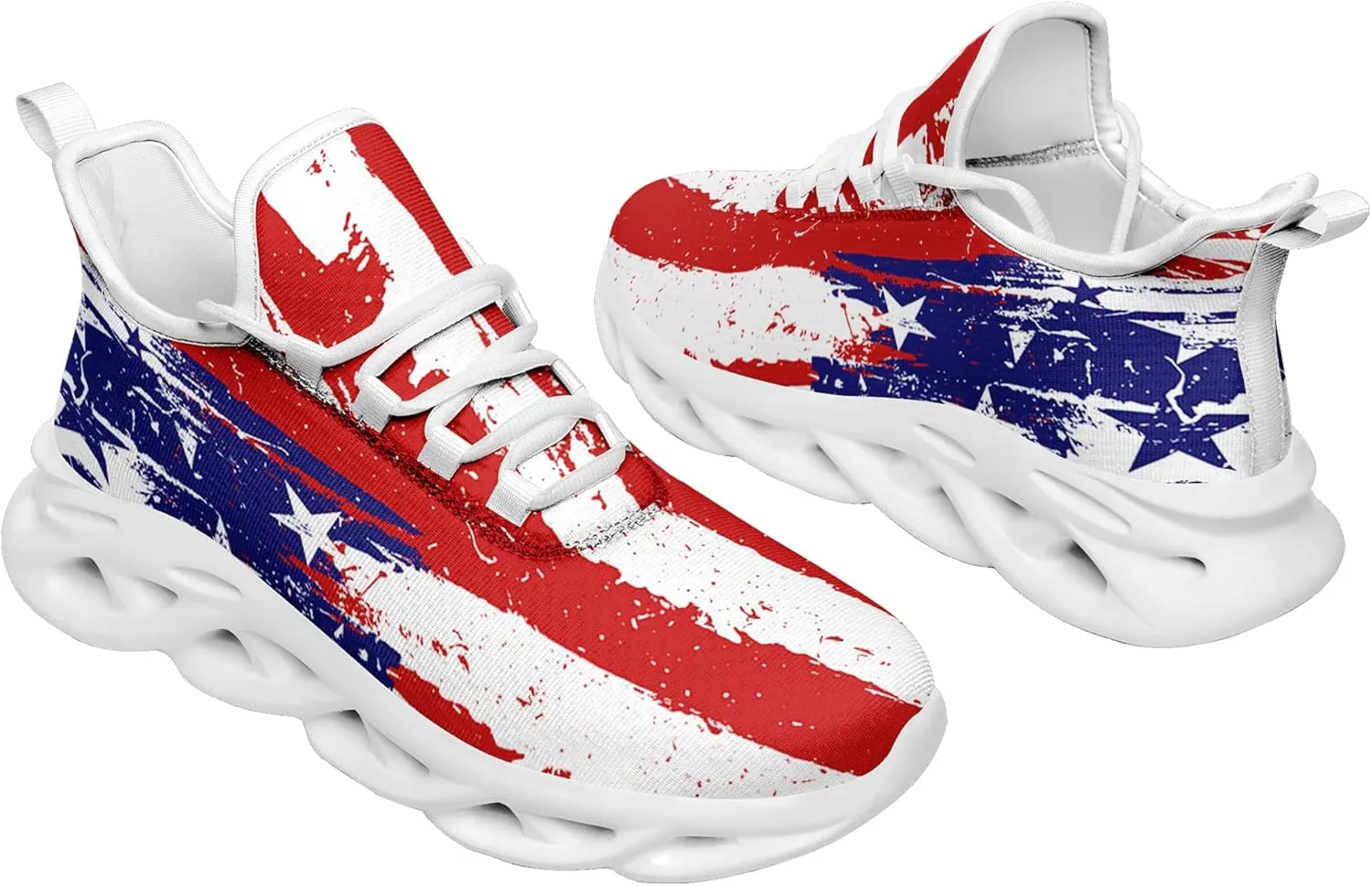 Men's Mesh Running Tennis Shoes, American Flag Patterns Design for Patriotic Enthusiasts and Veterans