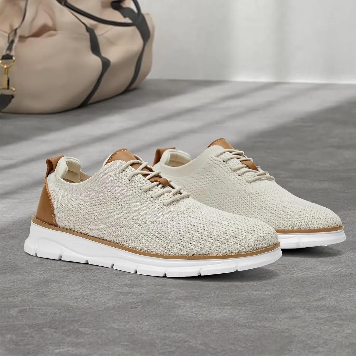 Men's Mesh Sneakers Oxfords Lace-Up Lightweight Casual Walking Shoes Driving Shoes