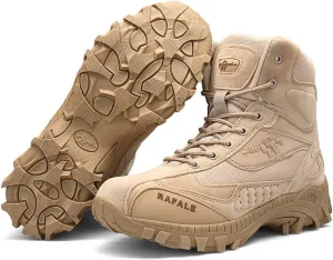 Men's Military and Tactical Combat Ankle Boots Lace up and Zipper Bootie Casual Outdoor Hiking Hunting Shoes Police Training Oxfords