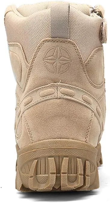 Men's Military and Tactical Combat Ankle Boots Lace up and Zipper Bootie Casual Outdoor Hiking Hunting Shoes Police Training Oxfords