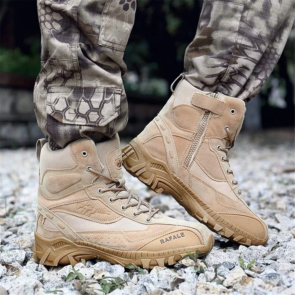 Men's Military and Tactical Combat Ankle Boots Lace up and Zipper Bootie Casual Outdoor Hiking Hunting Shoes Police Training Oxfords