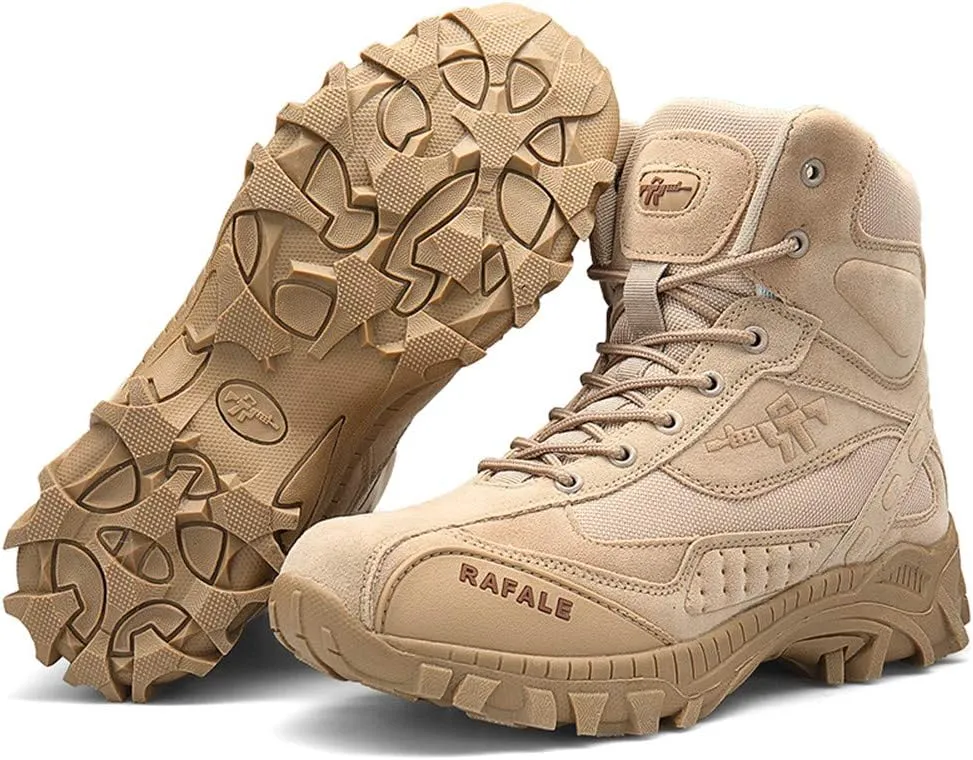 Men's Military and Tactical Combat Ankle Boots Lace up and Zipper Bootie Casual Outdoor Hiking Hunting Shoes Police Training Oxfords