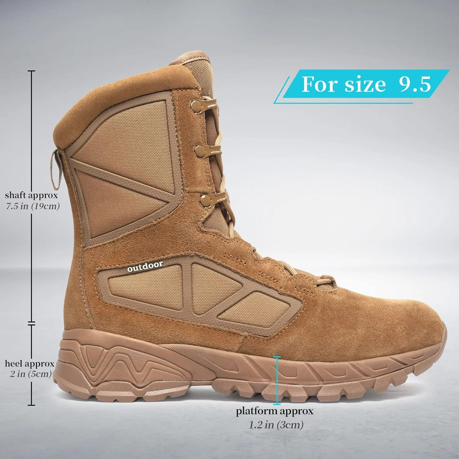 Men's Military Tactical Work Boots Lightweight Side Zipper Army Combat Hiking Boots