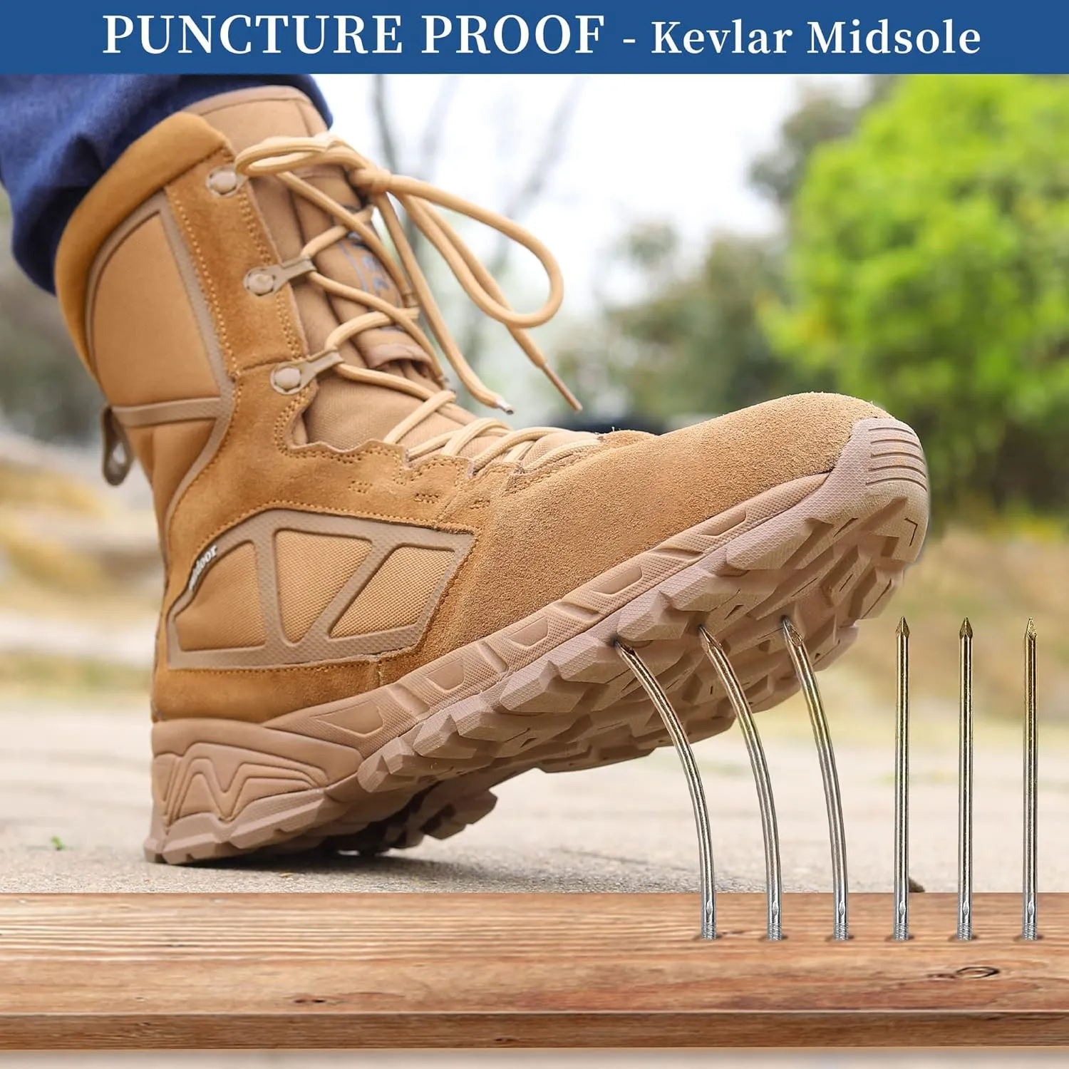 Men's Military Tactical Work Boots Lightweight Side Zipper Army Combat Hiking Boots
