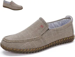 Men's Old Beijing Cloth Shoes, Breathable Soft-Soled Wear-Resistant Loafers, Kung Fu Tai Chi Pure Cotton Canvas Shoes. (Camel,7.5)