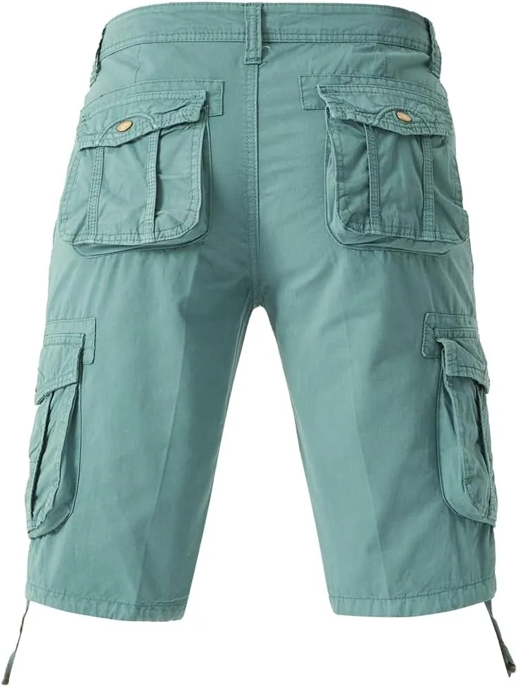 Men's Regular Fit Military Cargo Shorts - Summer Cotton Tactical Shorts with Multi Pockets