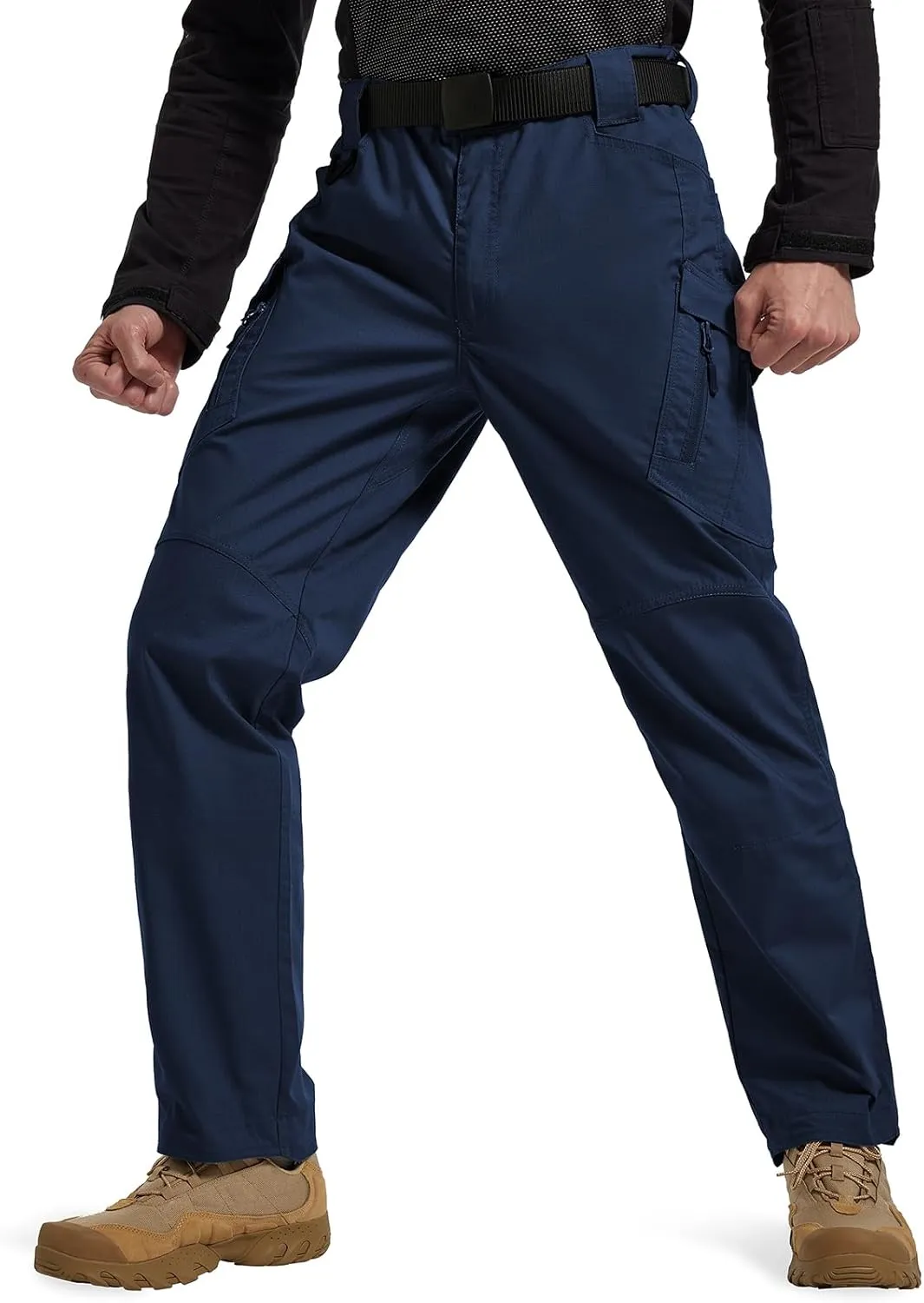 Men's Ripstop Tactical Pants Water Resistant Stretch Cargo Pants Lightweight EDC Hiking Work Pants