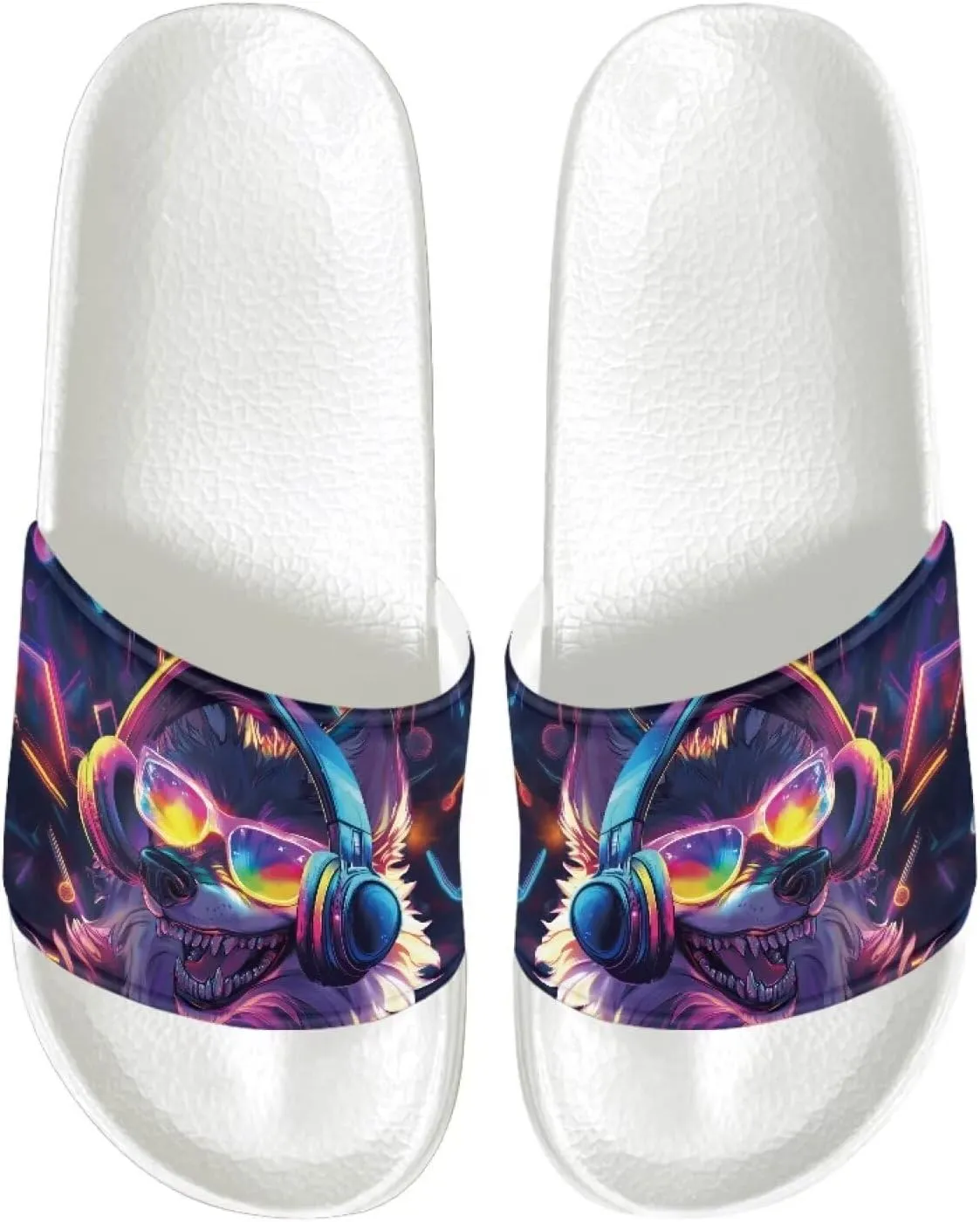 Men's Slide Sandals Lightweight Non Slip Athletic Sandals Open Toe Slip-on Summer Slippers Spa Flip Flops White Sole Size 5-14