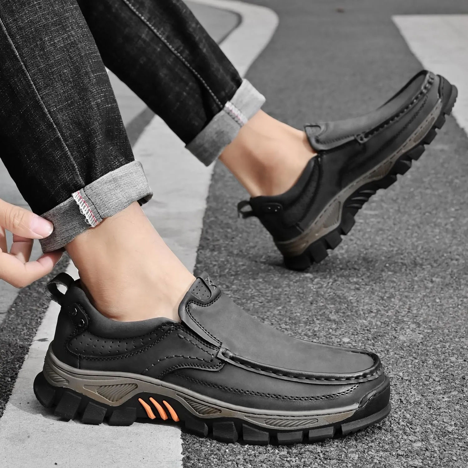 Men's Slip-On Loafers Comfortable Leather Casual Walking Shoes for Work Office Dress Outdoor