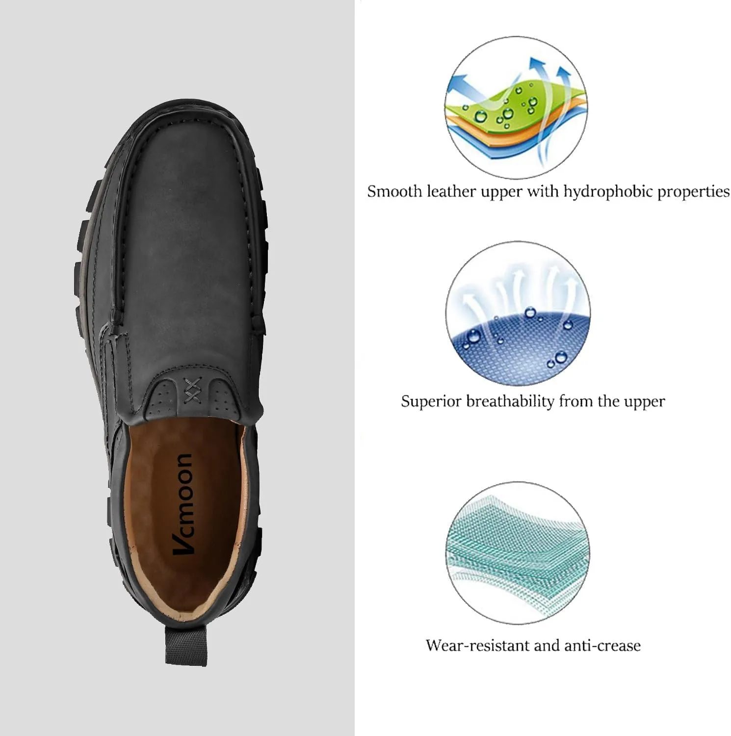 Men's Slip-On Loafers Comfortable Leather Casual Walking Shoes for Work Office Dress Outdoor