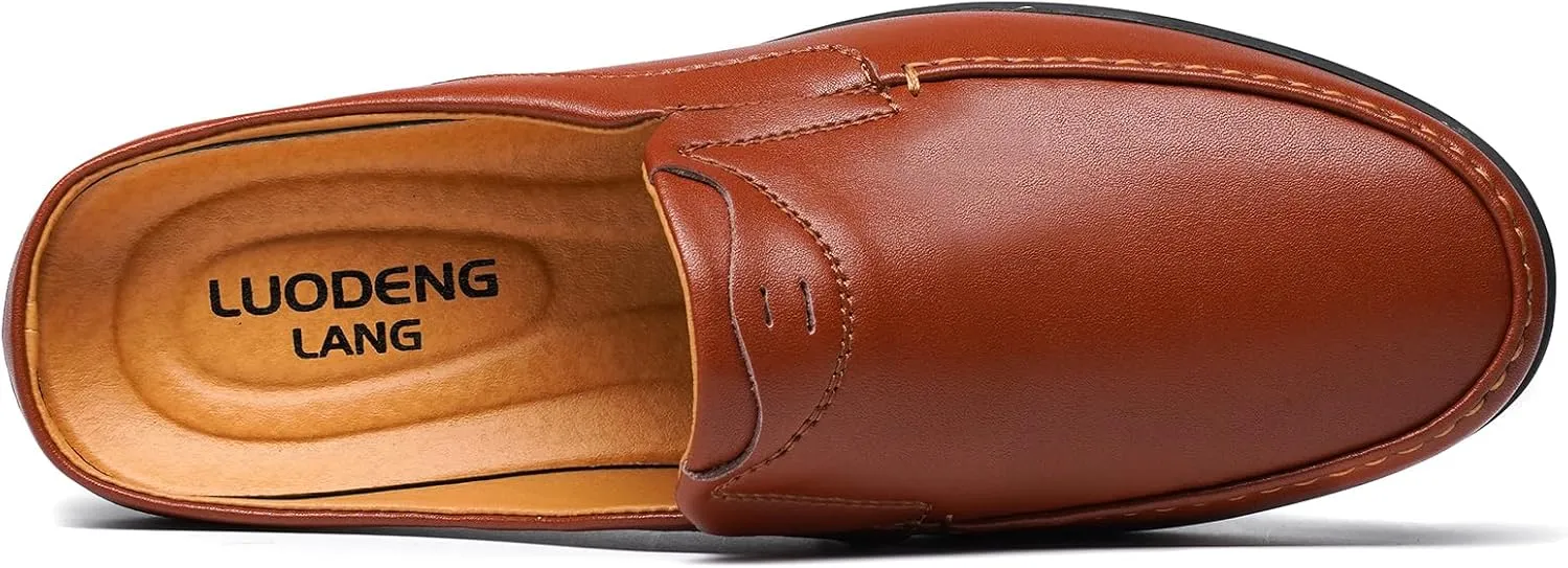 Men’s Slip-On Loafers Handmade Leather Slippers Breathable Comfortable Soft Hand Stitched no-heel Casual Shoes For Men