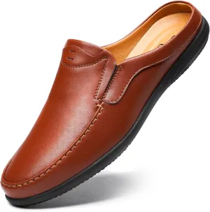 Men’s Slip-On Loafers Handmade Leather Slippers Breathable Comfortable Soft Hand Stitched no-heel Casual Shoes For Men