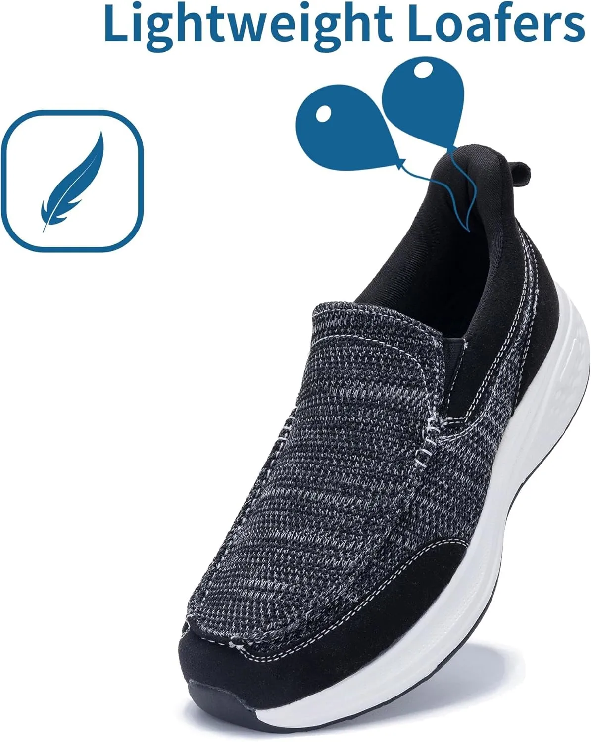 Mens Slip On Shoes Casual Comfortable Loafers Arch Support Sneakers Lightweight Platform Canvas Boat Walking Shoes