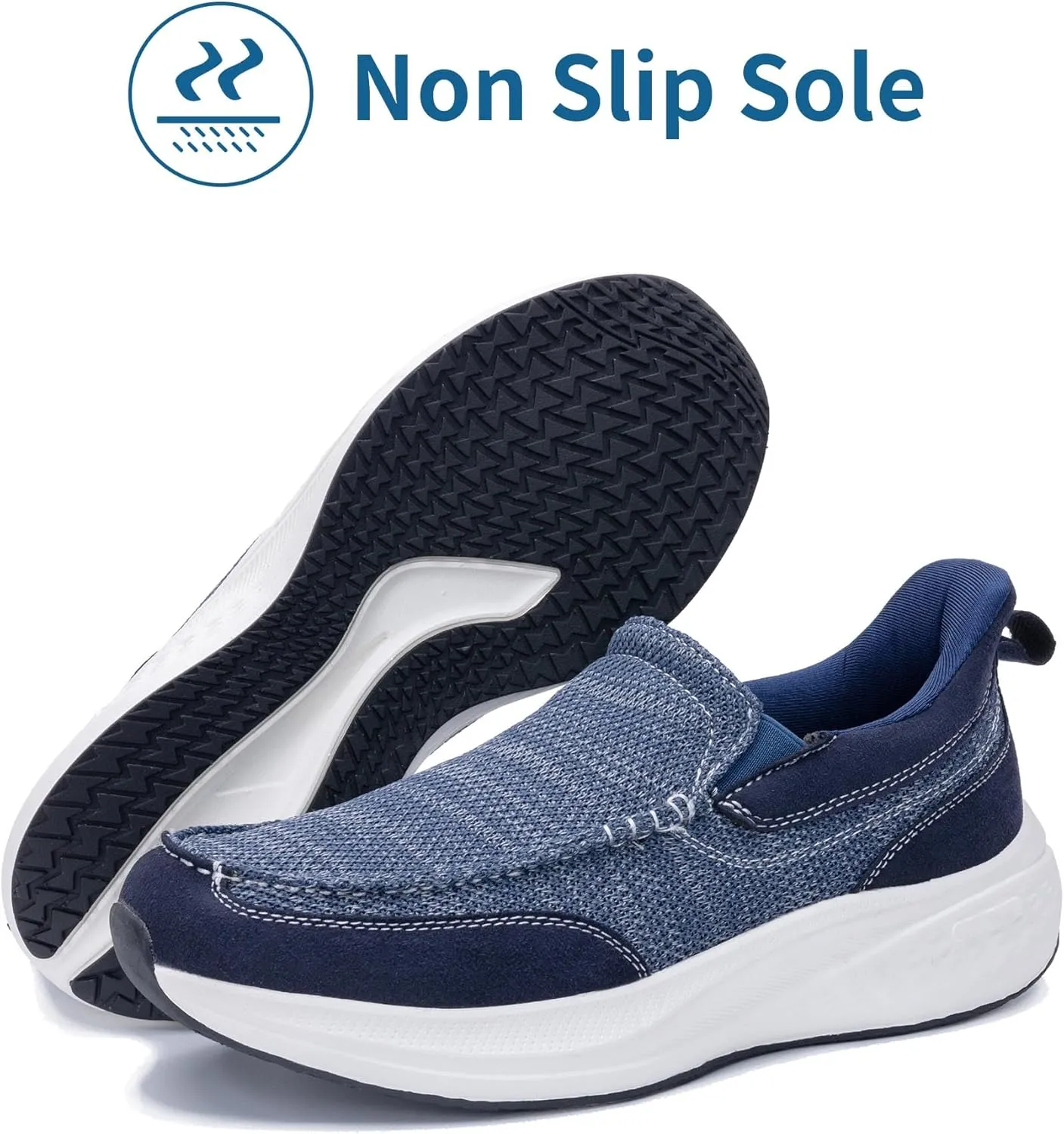 Mens Slip On Shoes Casual Comfortable Loafers Arch Support Sneakers Lightweight Platform Canvas Boat Walking Shoes