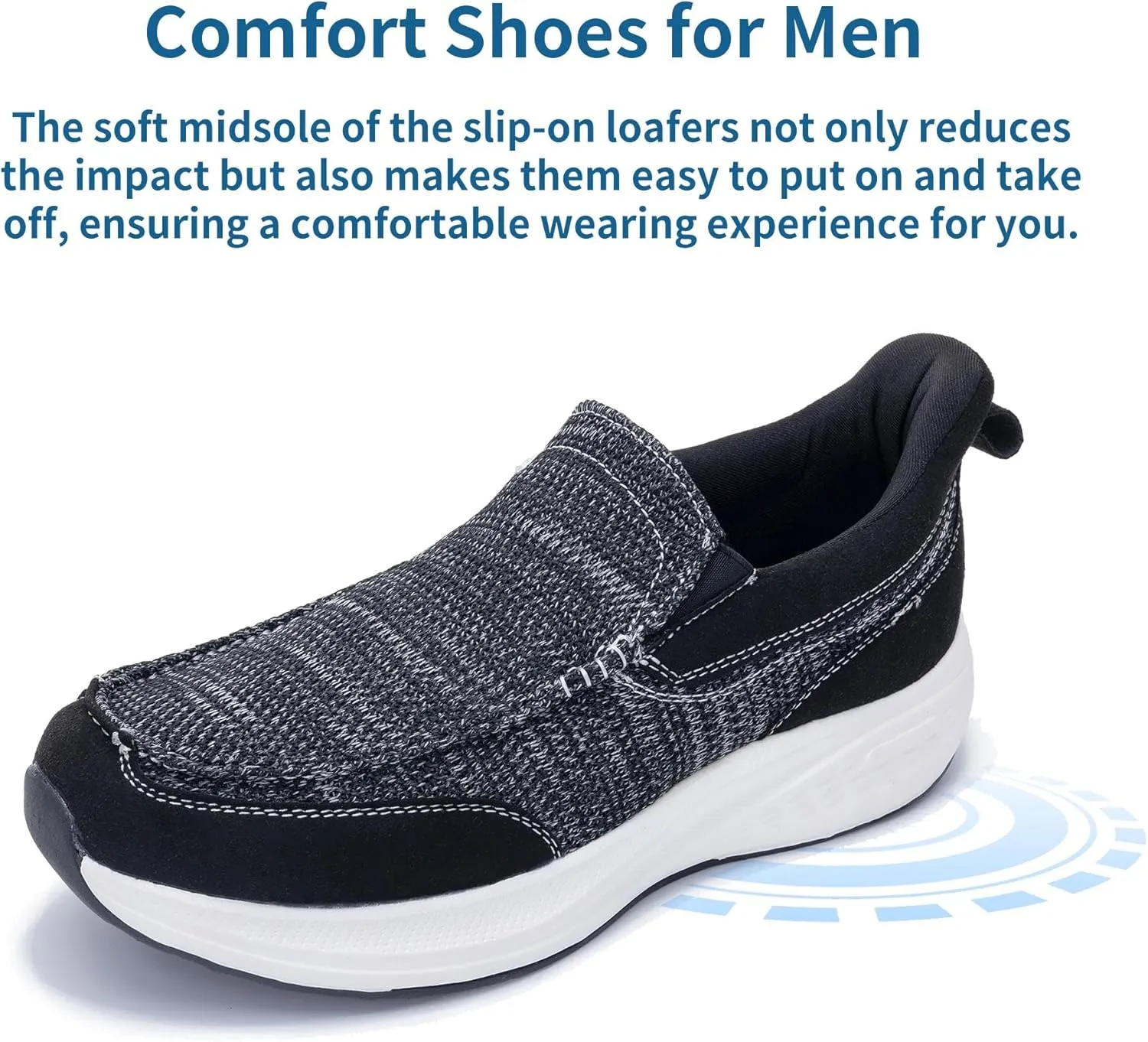 Mens Slip On Shoes Casual Comfortable Loafers Arch Support Sneakers Lightweight Platform Canvas Boat Walking Shoes