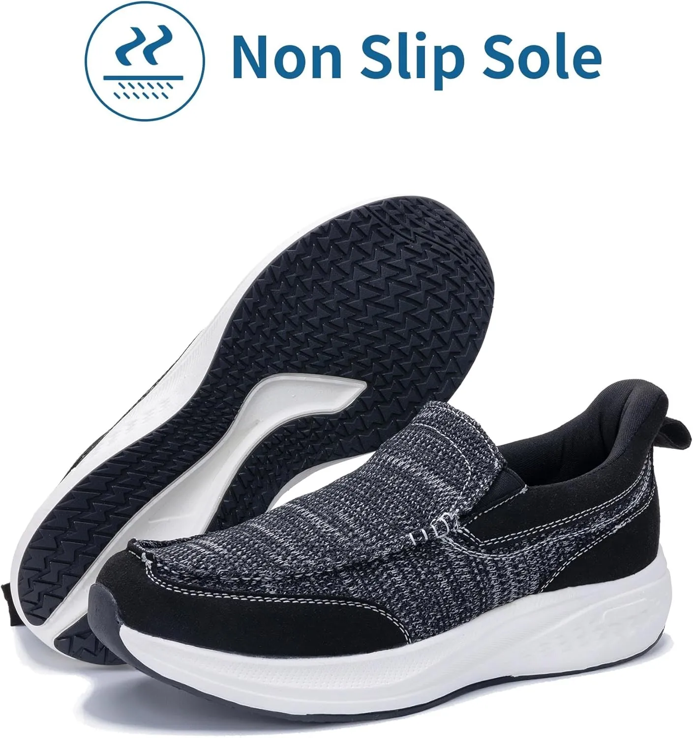 Mens Slip On Shoes Casual Comfortable Loafers Arch Support Sneakers Lightweight Platform Canvas Boat Walking Shoes