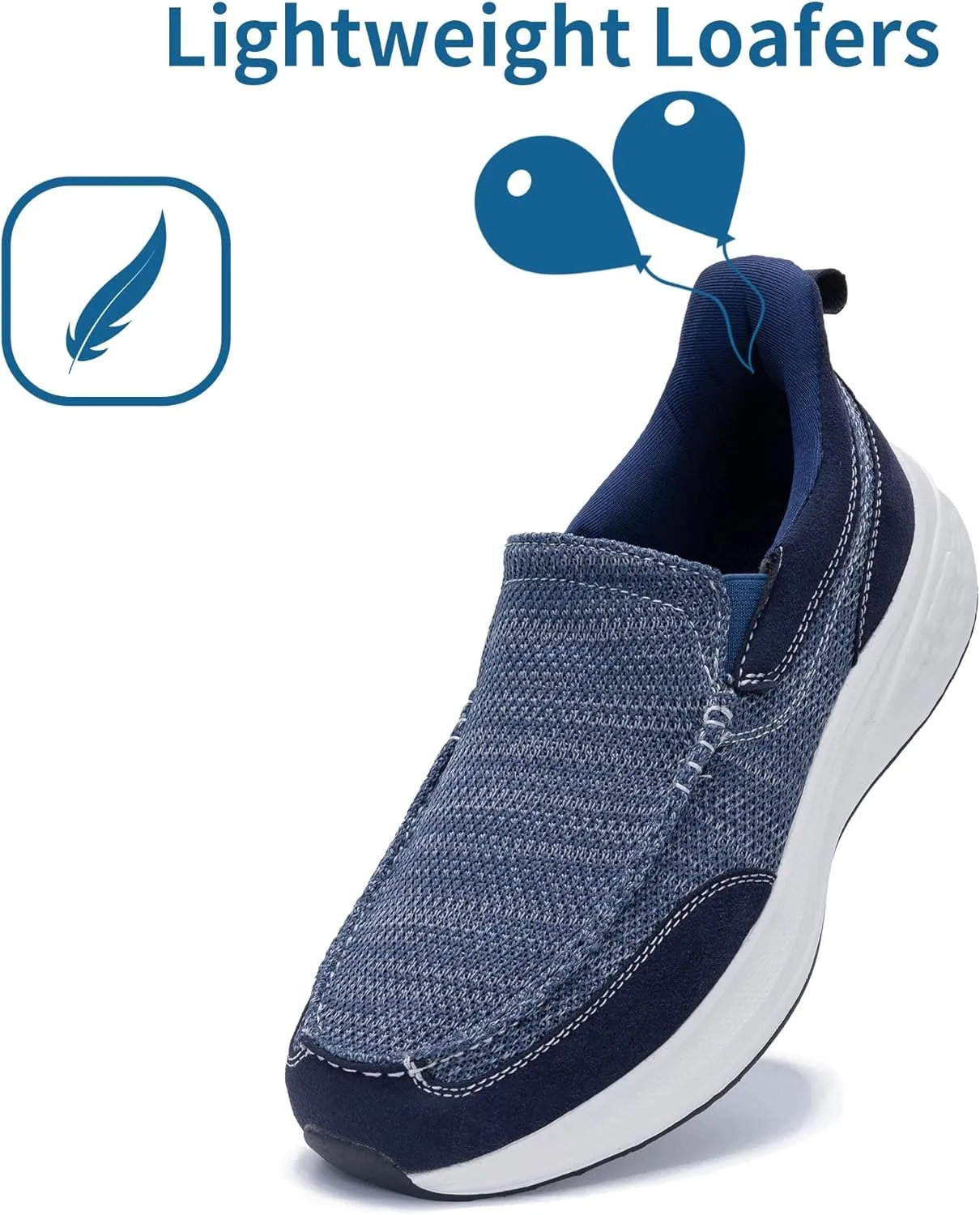 Mens Slip On Shoes Casual Comfortable Loafers Arch Support Sneakers Lightweight Platform Canvas Boat Walking Shoes