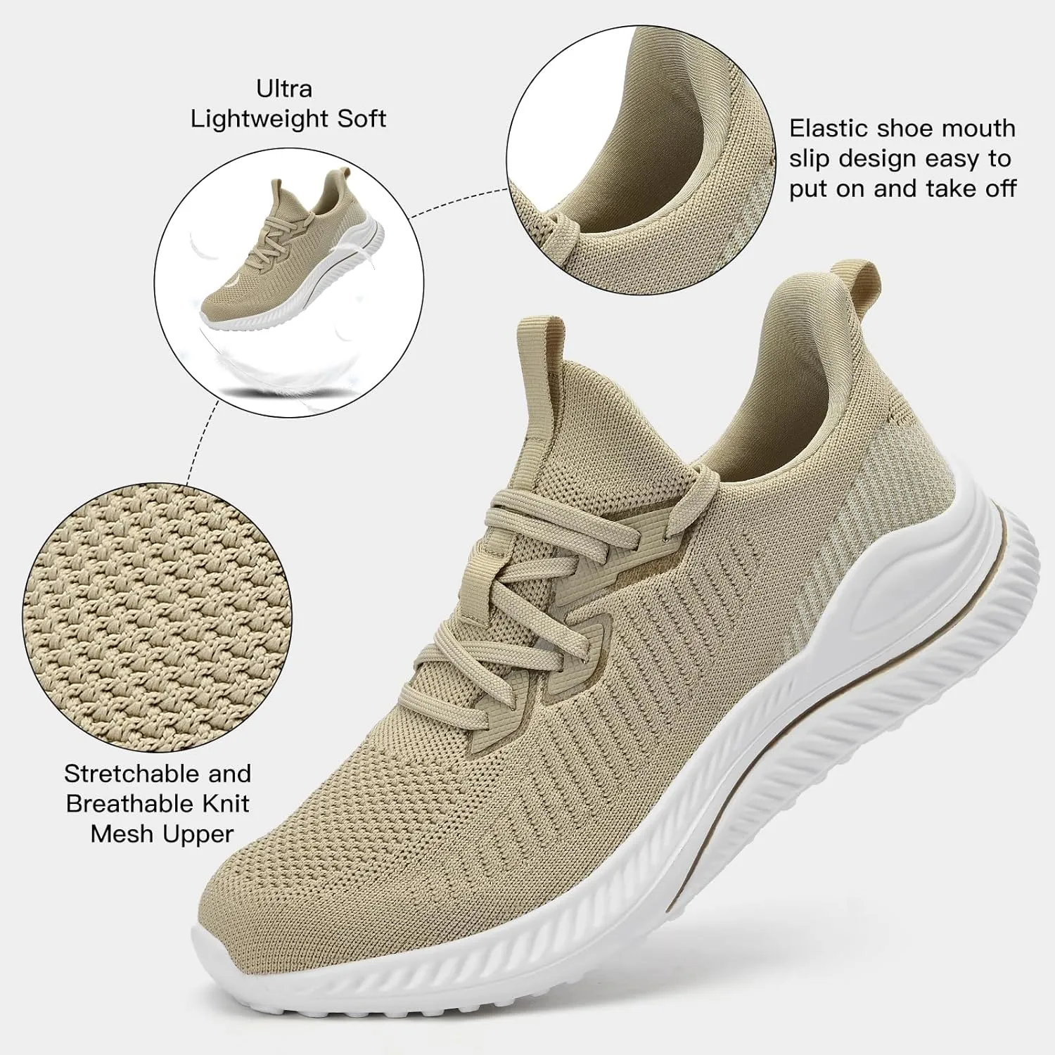 Mens Slip On Wide Walking Shoes Memory Foam Runnning Tennis Shoes Lightweight Breathable Casual Sneakers