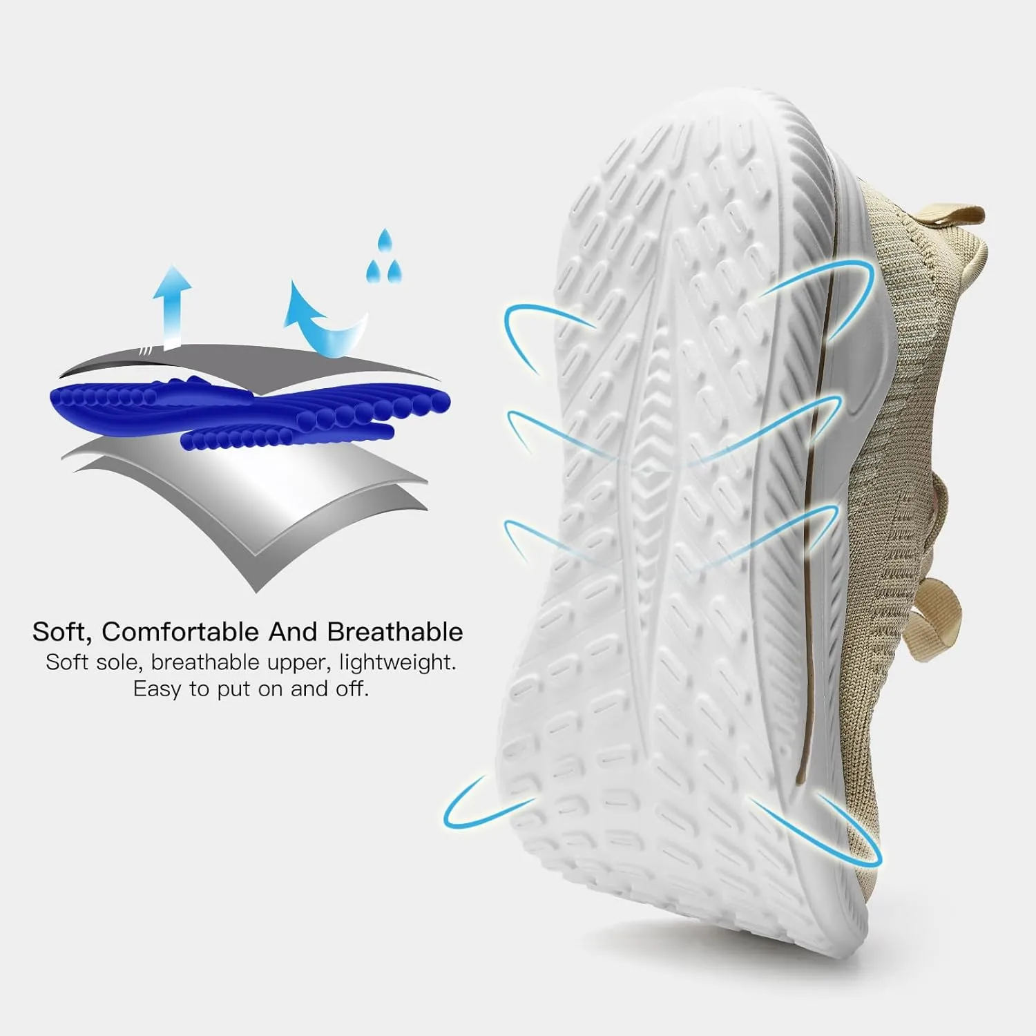 Mens Slip On Wide Walking Shoes Memory Foam Runnning Tennis Shoes Lightweight Breathable Casual Sneakers