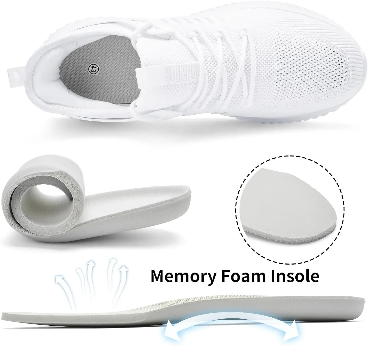 Mens Sneakers Tennis Shoes - Slip on Memory Foam Walking Shoes for Athletic Running Workout Gym Jogging Indoor Outdoor Lightweight Breathable Casual Sneakers