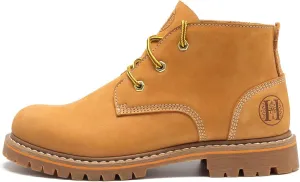 Men's Soft Toe Nubuck Leather PU Sole, Wheat Work Boots-82103