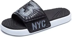 Men's Sport Slide Sandals, Flexible Midsole, Casual Beach Slides