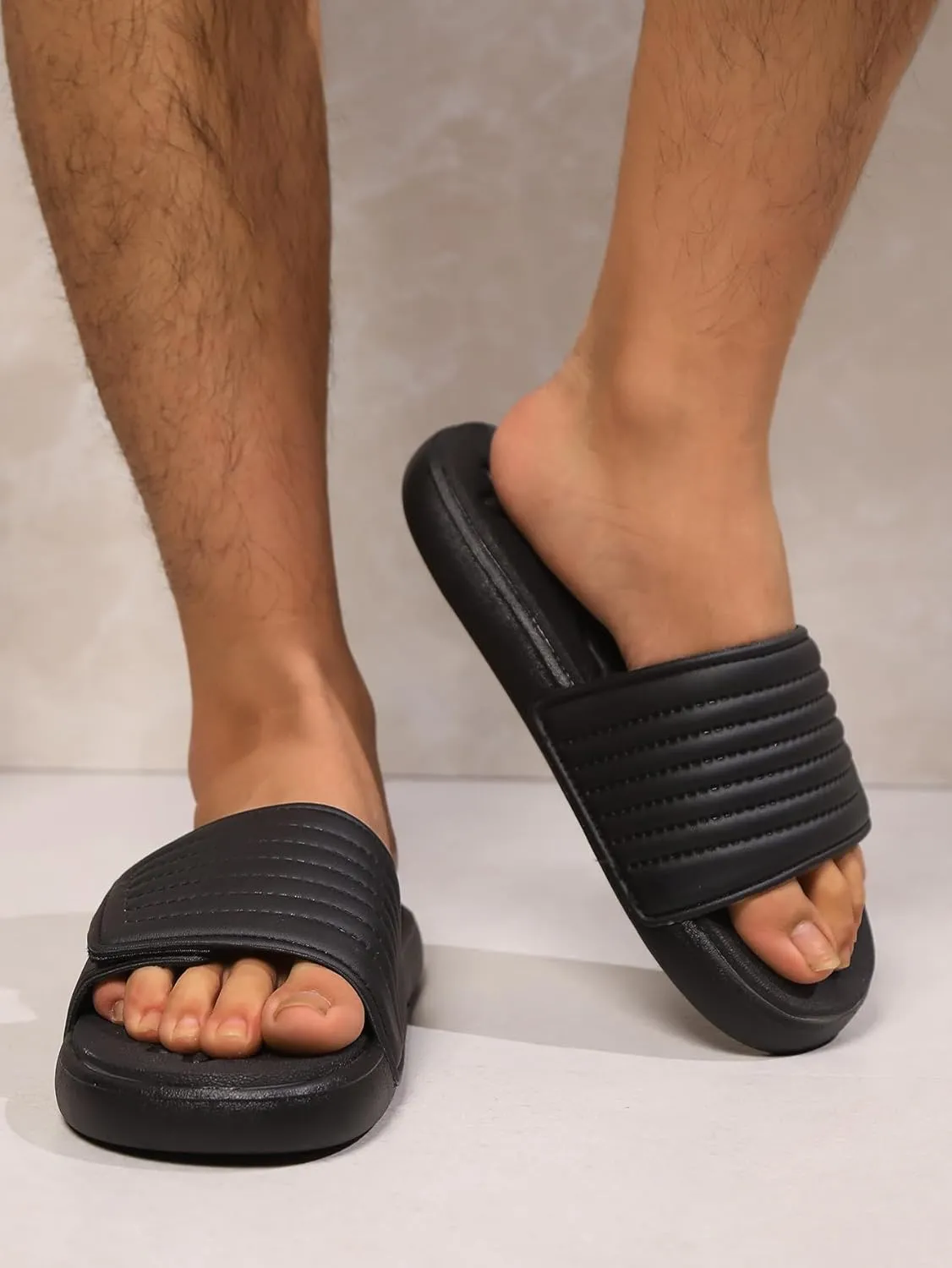 Men's Sport Slide Sandals, Flexible Midsole, Casual Beach Slides
