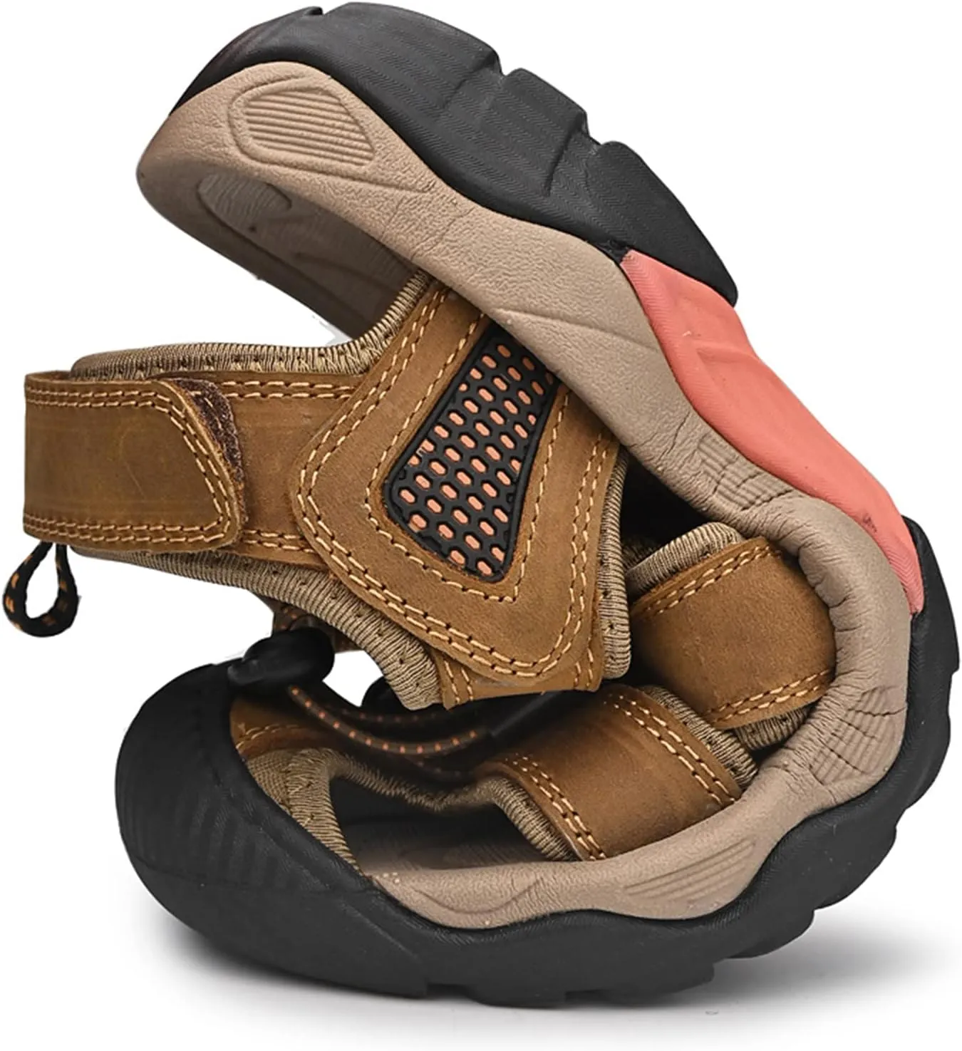 Men's sports sandals Outdoor hiking sandals Closed toe leather sports beach casual sandals Water shoes