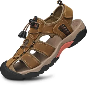 Men's sports sandals Outdoor hiking sandals Closed toe leather sports beach casual sandals Water shoes