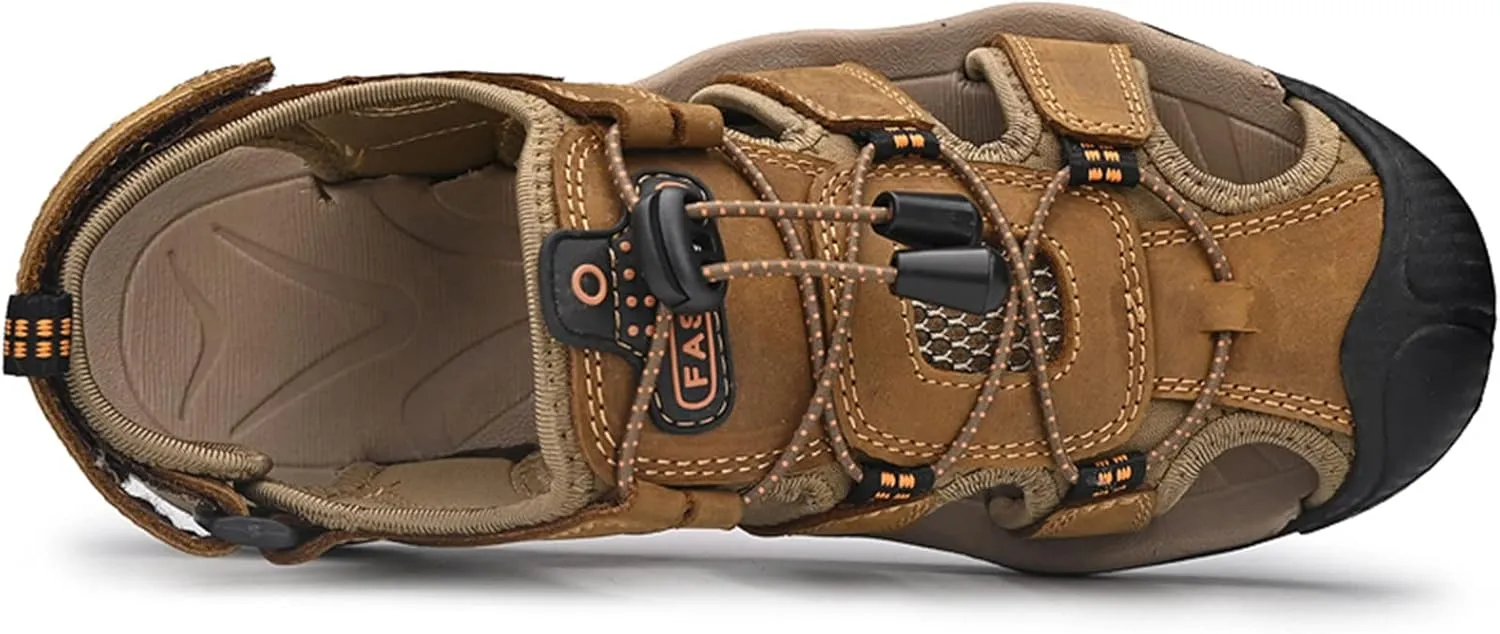 Men's sports sandals Outdoor hiking sandals Closed toe leather sports beach casual sandals Water shoes