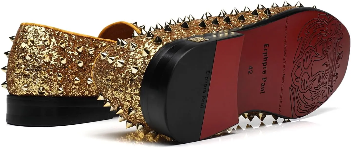 Men's Studded Loafers Spikes Rivets Luxury Dress Wedding Party Prom Shoes