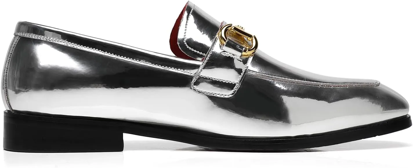 Men's Tuxedo Patent Leather Loafers Fashion Buckle Comfortable Dress Shoes