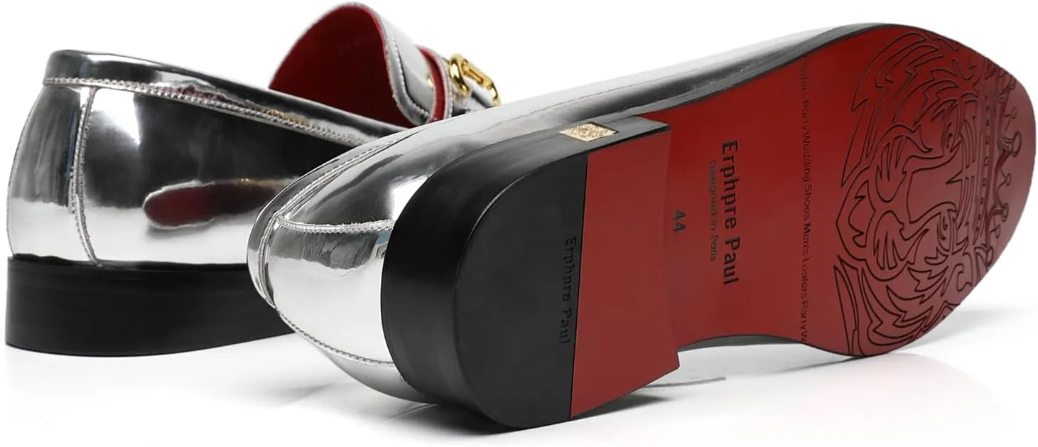 Men's Tuxedo Patent Leather Loafers Fashion Buckle Comfortable Dress Shoes