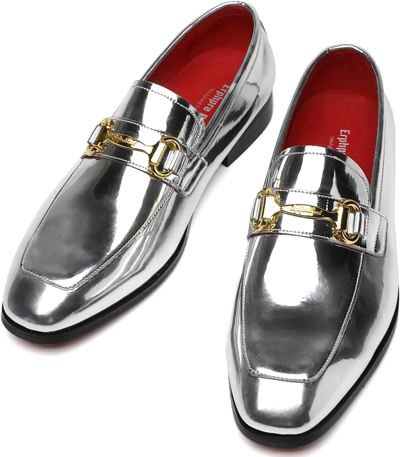 Men's Tuxedo Patent Leather Loafers Fashion Buckle Comfortable Dress Shoes