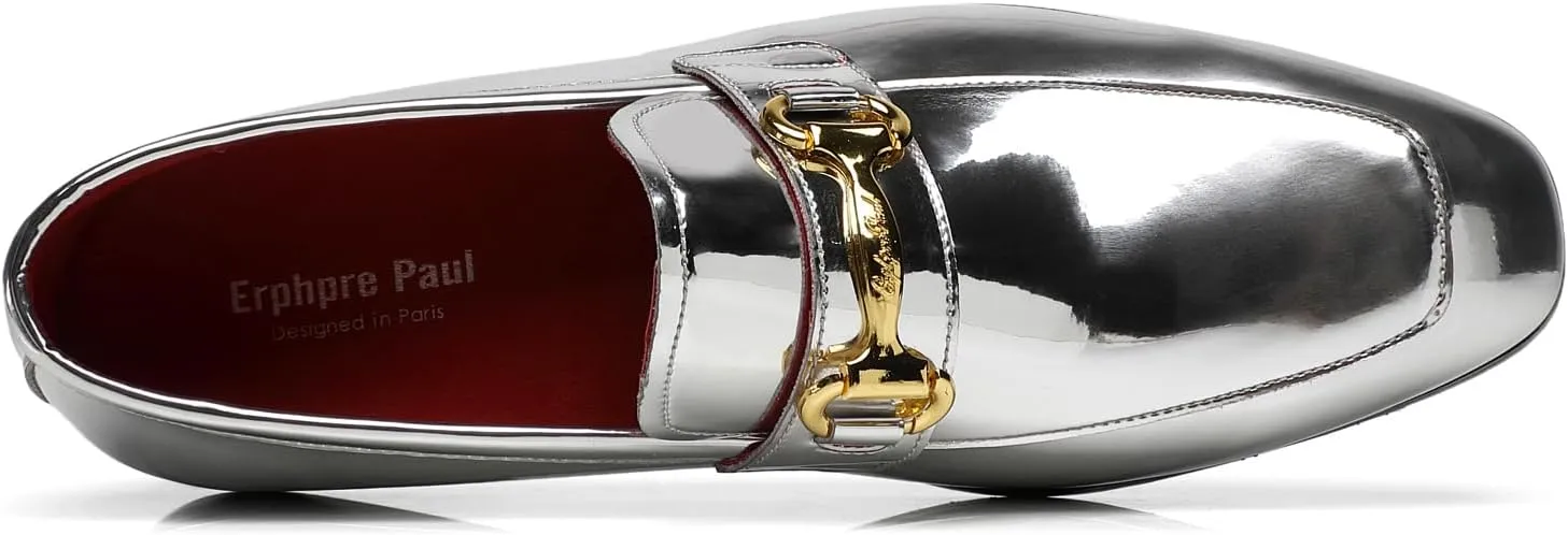 Men's Tuxedo Patent Leather Loafers Fashion Buckle Comfortable Dress Shoes