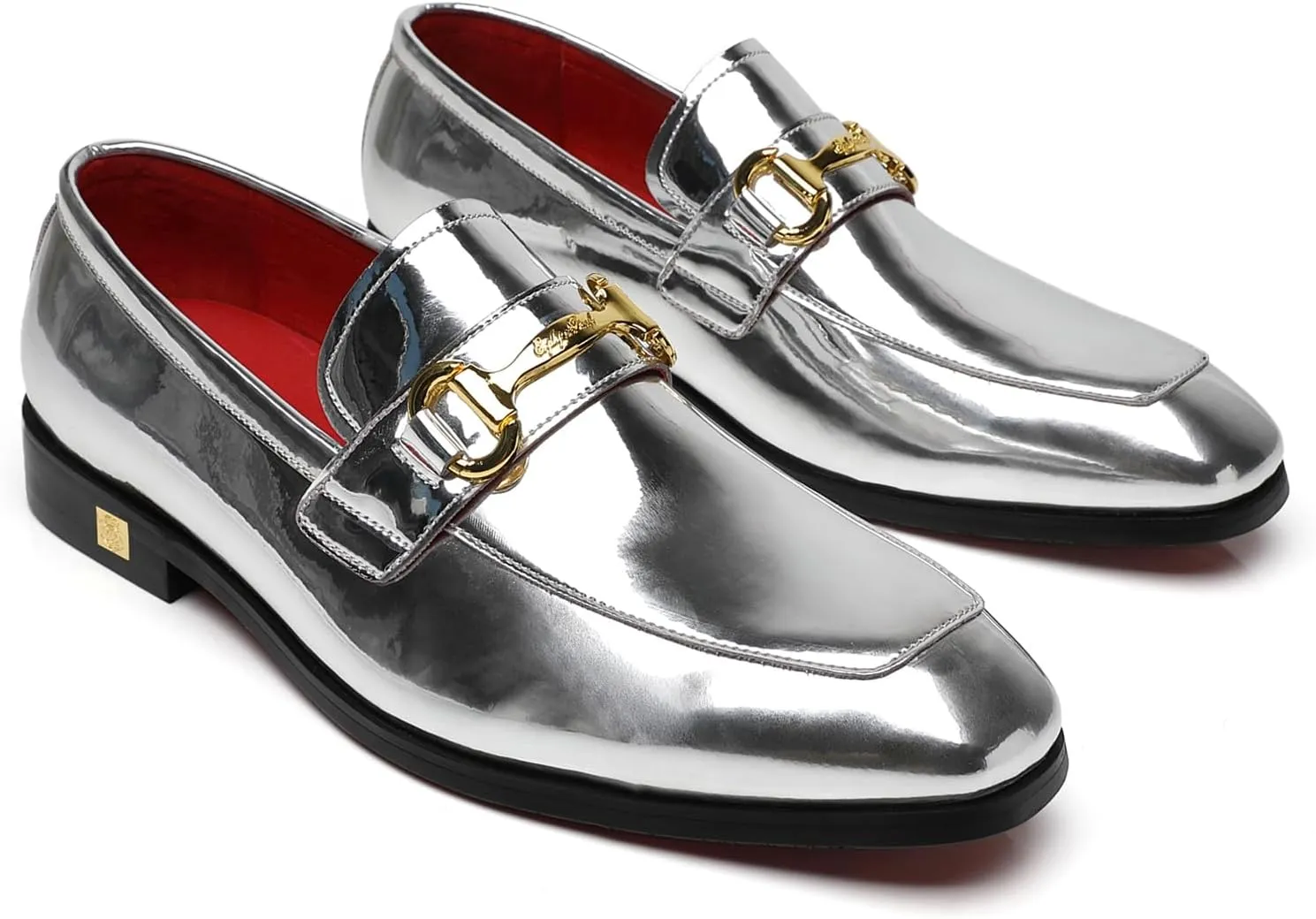 Men's Tuxedo Patent Leather Loafers Fashion Buckle Comfortable Dress Shoes